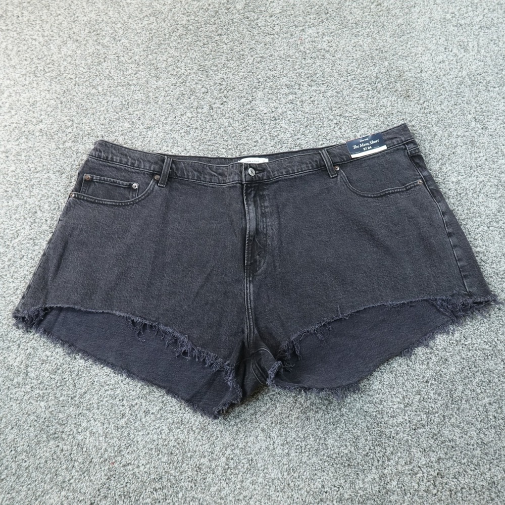 NEW Abercrombie Fitch Shorts Womens 24 Black Denim Jean Mom High Rise Cutoff